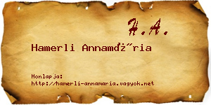 Hamerli Annamária névjegykártya